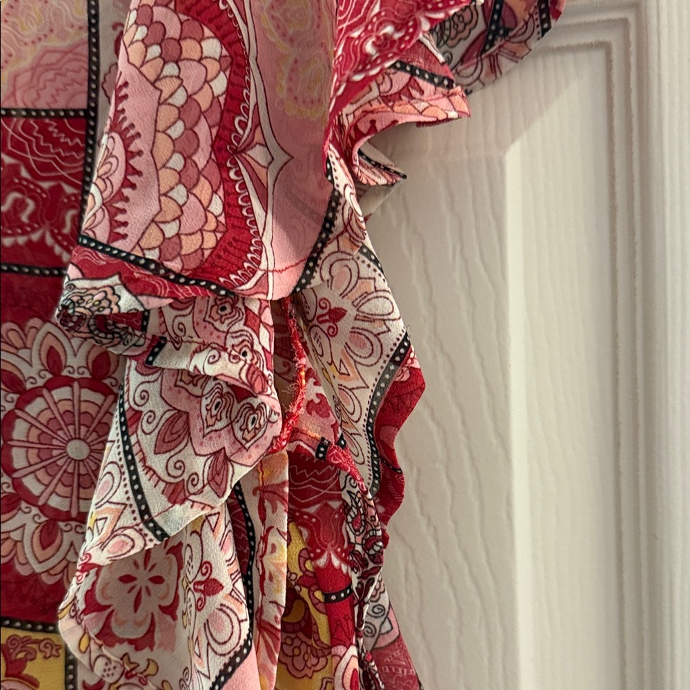 Umgee Red And Pink Patchwork Blouse - image 3